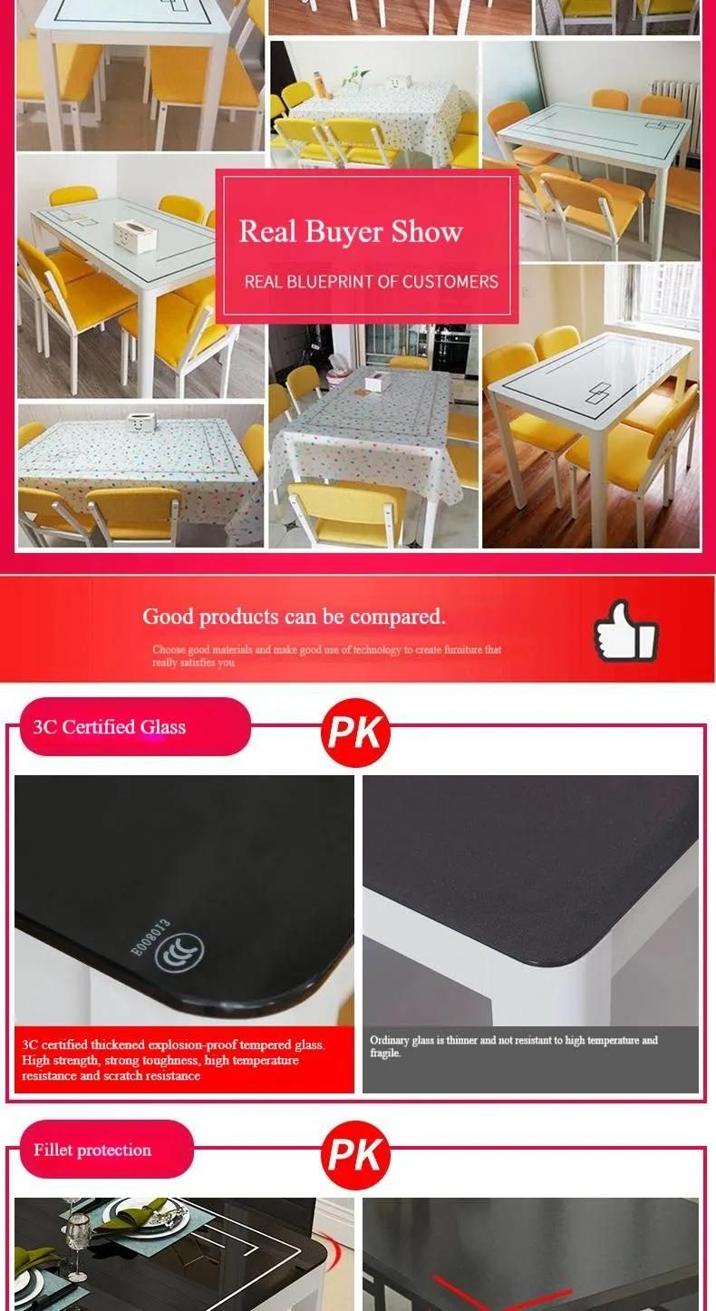 Small Modern Tempered Glass Table with Steel Frame