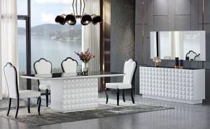 MDF Dining Room Glass Dining Table Set and Chair Tempered Glass Desk Modern Home Furniture