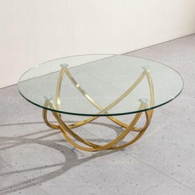 Living Room Table Round Mirror Tempered Glass Coffee Tables