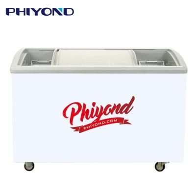 Phiyond SD-H350 325L Tempered Sliding Glass Door Ice Cream Display Showcase Supermarket Freezers