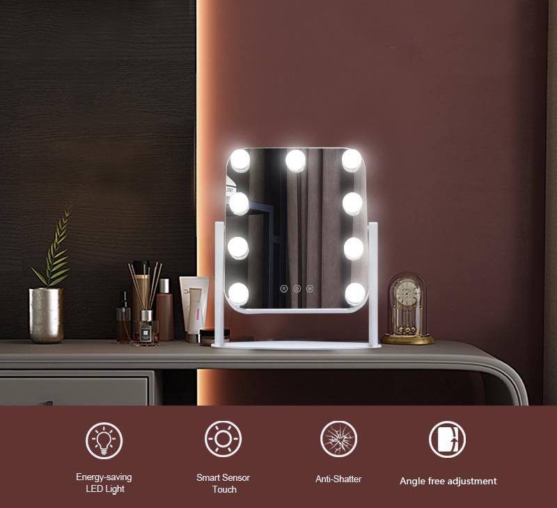 9 LED Bulbs Lighted Dressing Table Mirror