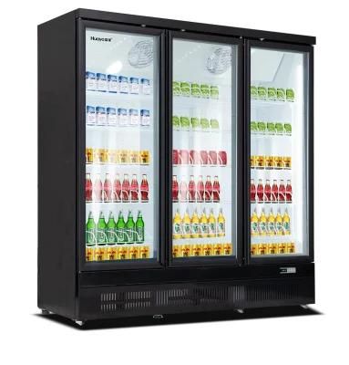 1900L Commercial Vertical Showcase Glass Door Display Chiller Cabinets Supermarket Cooler