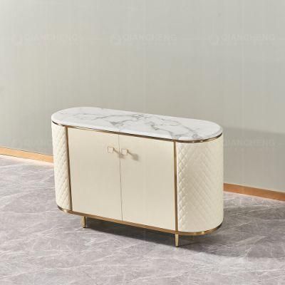 Living Room Furniture Marble Gold Metal Frame Modern Console Table with Drawers
