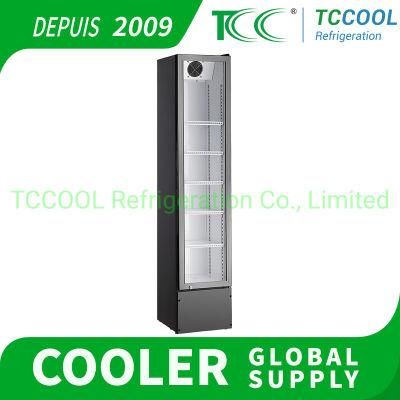 Full Glass Large Area Glass Door Display Upright Vertical Showcase Slim Line LED Light Cooler