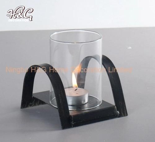 Metal Hurricane Candle Holder with Clear Glass Cups