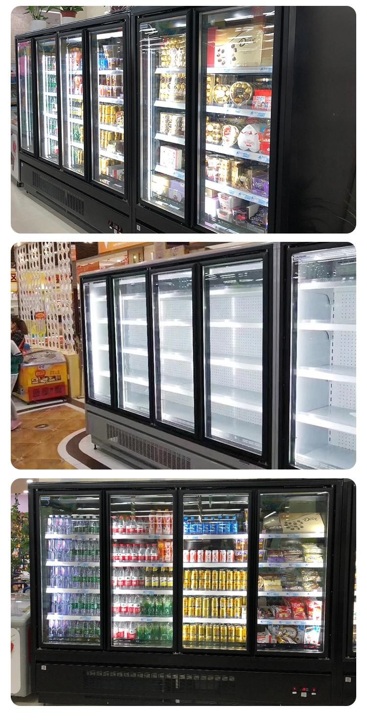 Grocery Store Display Fridge and 3 Door Display Cooler Showcase