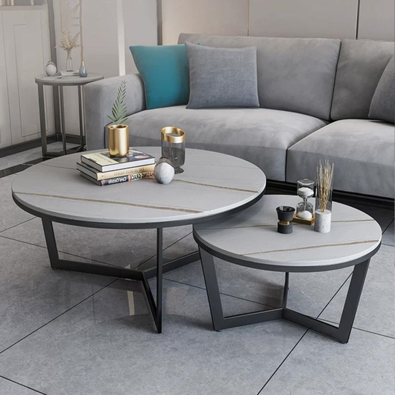 Chinese Modern Design Small Round Iron Frame Coffee Tea Table for Living Room