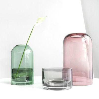 Decoration Colors Glass Candle Holder with Glass Cover Glass Candle Holder