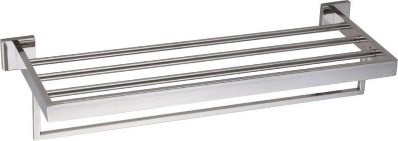 Amazon Hot Sales 304# Stainless Steel Mirror Polished Glass Shelf Single Layer Glass Shelf Bathroom Shelf