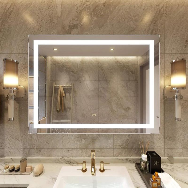 Safety Non-Corrosive Tempered Glass Dimming and Anti Mist Bathroom Wall Mirrors with Low Energy LED Light