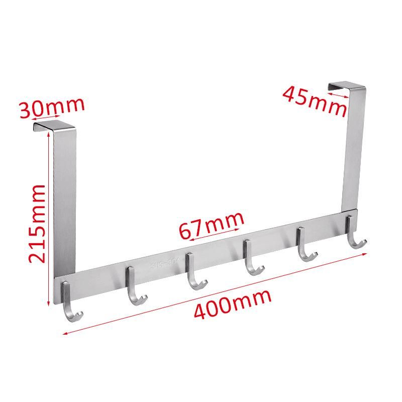 Horizontal 4 Hook Rack Hanger Towel and Clothing Hanger Stainless Steel Storage Hooks Over The Door Towel Rack