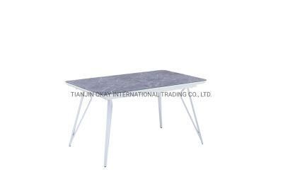 Nordic MDF Tempered Glass Stainless Steel New Design Dining Table