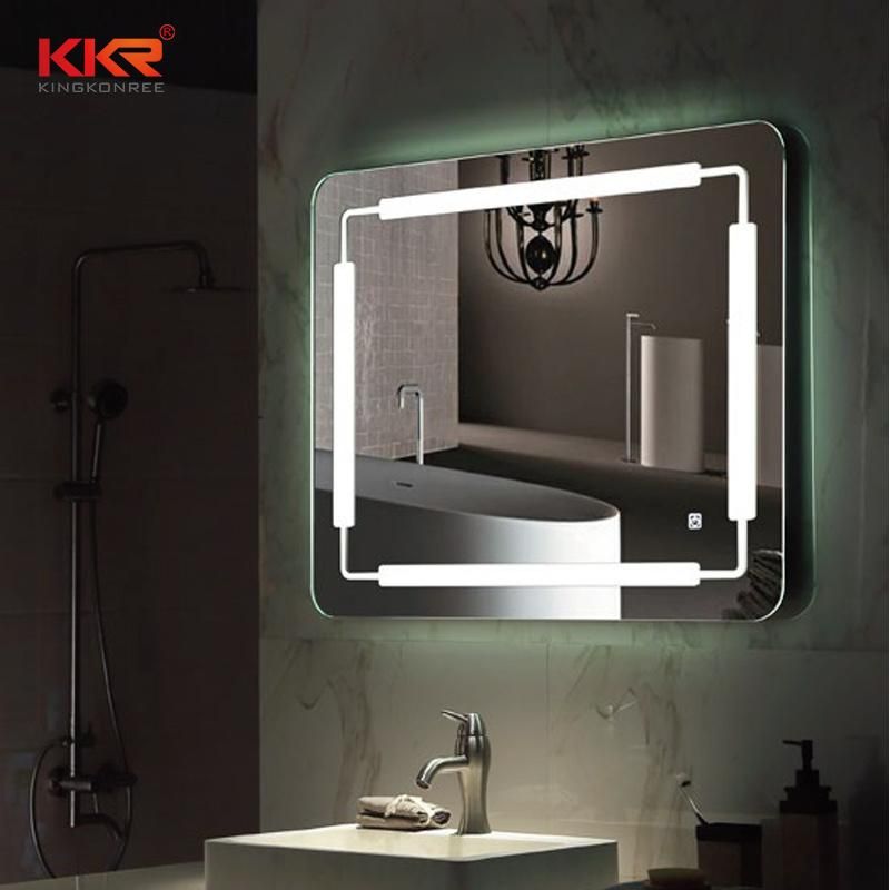 LED Lighted Mirror Bathroom Vanity Wall Mounted Makeup Mirror Backlit with Touch Button Anti-Fog and Waterproof Function