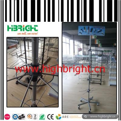 Rototating Wire Spinner Display Stand with Wheeled Base
