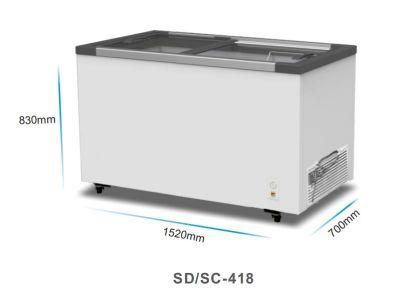 Flat Sliding Tempered Glass Door Top Chest Freezer Showcase Freezer (SD/SC-418)
