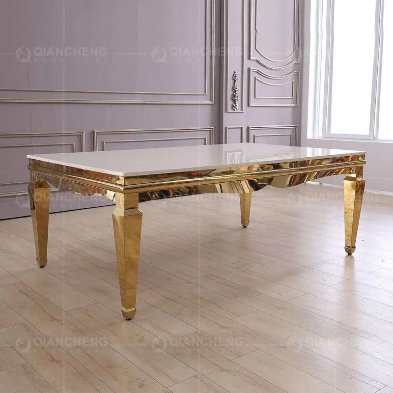 Luxury Mirror Gold Event Banquet Wedding Chairs and Table Set