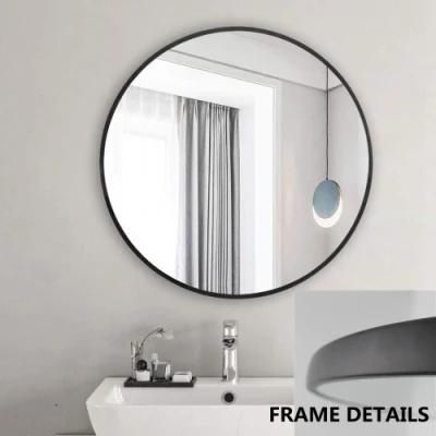 High Quality Home Decoration Bathroom 4mm Black Golden Bronze Wall Mounted Metal Framed Mirror with Loop