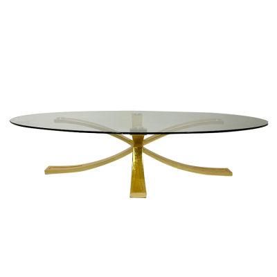 Living Room Coffee Tables Light Luxury Gold Outdoor Modern Nordic Oval Glass Coffee Table with Gold Legs Base