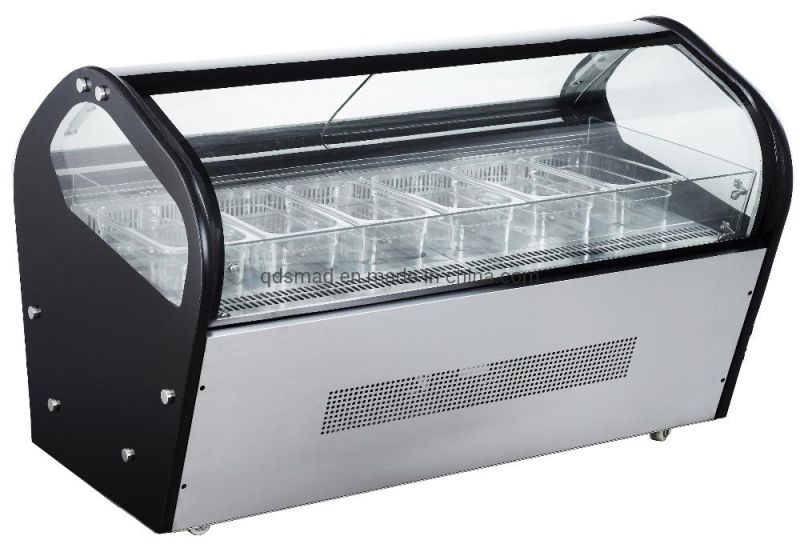 Mobile Counter Glass Display Frozen Food Showcase for Gelato Shop