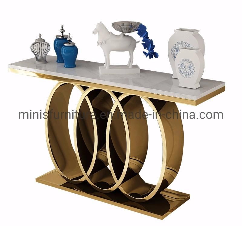 (MN-MS15) Good Quality Hotel Hallway Living Room Glass Top Gold Console Table