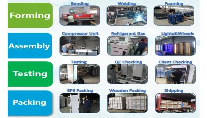 4 Doors Glass Vitrine Display Refrigerators Cabinet Factory