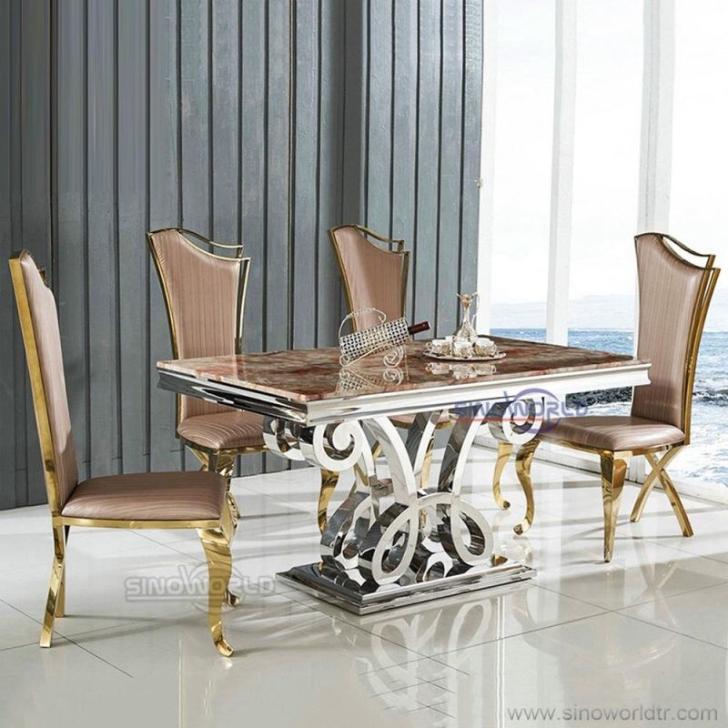 Glass Top Round Wedding Table Stainless Steel Dining Restaurant Banquet Table