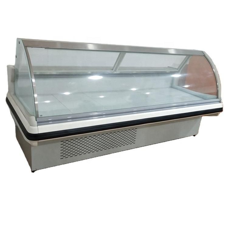 Air Cooling Type Curved Glass Door Deli Meat Showcase Refrigeration Display Cabinet