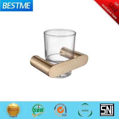 Brush Face Gold Color Bathroom Accessories Glass SS304 Tooth Brush Holder (BG-C68006LG)