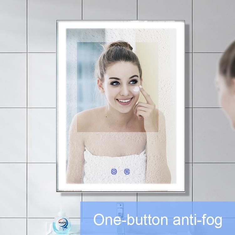 Vertical Rectangle Framed LED Lighted Home Decor Touch Sensor Fogless Bathroom Wall Mirror