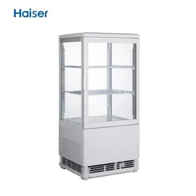 Four Sides Glass Door Cold Storage Drink Cake Pastry and Dessert Commercial Display Vertical Showcase