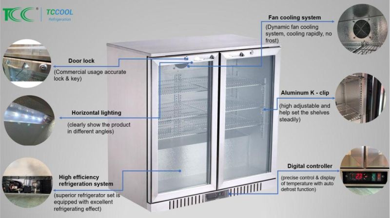 Double Doors Display Cooler Under Counter