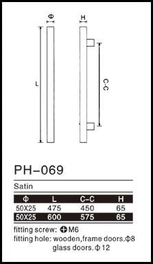 Double Sided Stainless Steel Pull Handle Shower Glass Door Handle (pH-069)