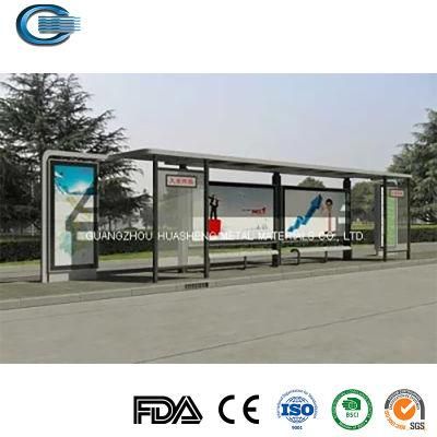 Huasheng Used Bus Shelters for Sale China Bus Station Advertising Shelter Manufacturers Newest Design Metal Bus Stop Shelter