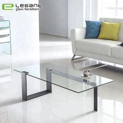 Simple Design Stainless Steel Clear Glass Square Coffee Table