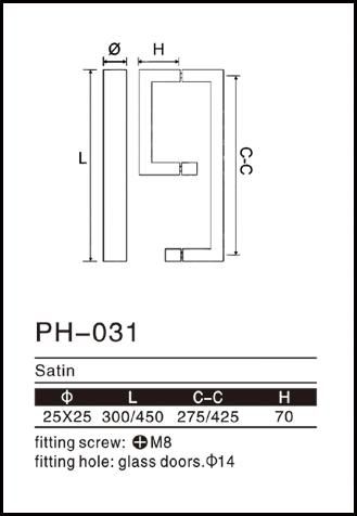 Popular Designs Stainless Steel Pull Handle Glass Door Handle (pH-031)