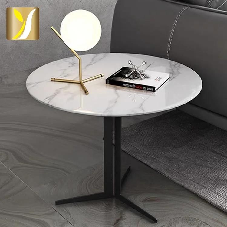 Modern Home Cafe Furniture Metal Three-Claw Negotiation Table Marble Top Round Side Table
