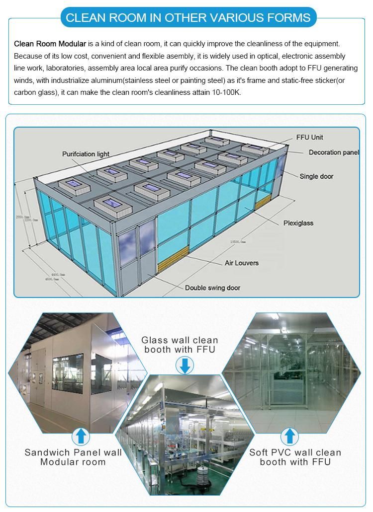 Air Shower Clean Room with Double Glass Windows and Sliding Foors