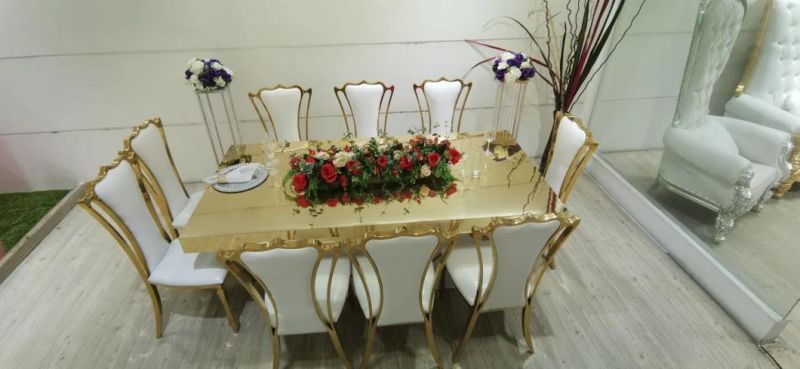 Wedding Furniture Gold Stainless Steel Mirror Glass Cake Table