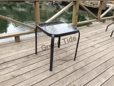2019 Outdoor Garden Leisure Modern Steel Glass Square Table for Camping