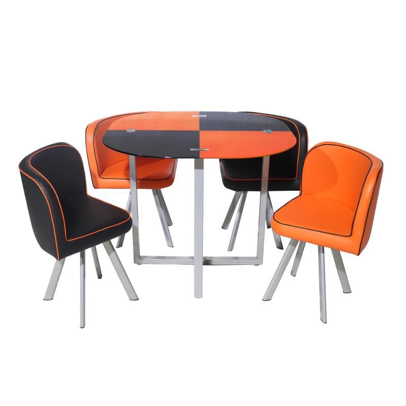 Dining Set Glass Top Table with Leather Chairs Kitchen Breakfast Furniture