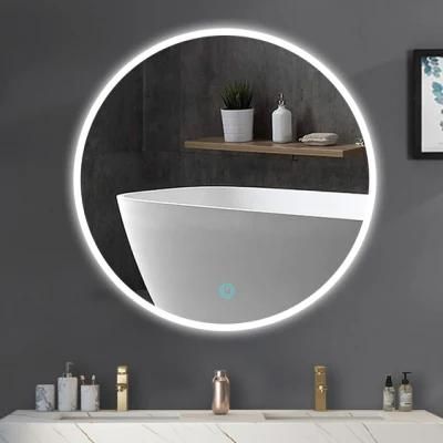 Round LED Bathroom Mirror Modern Lighted Wall Mounted Mirror