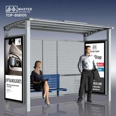 Best Price Steel Structure Bus Shelter with Advertise Light Box
