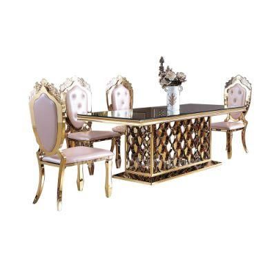 Luxury Wedding Furniture Golden Rectangle Dining Table Wedding Table