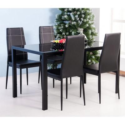 5 Pieces Dining Table Set 4 Person Home Kitchen Glass Top Dining Table and Chairs