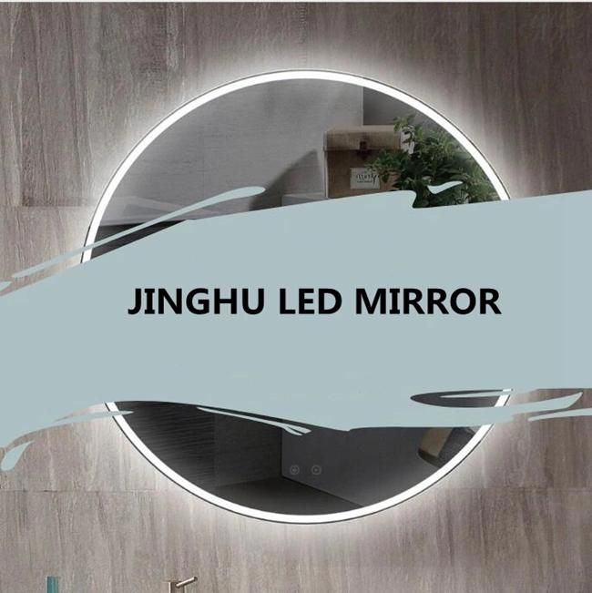 5mm Round Shape Bathroom Warm White Light LED Wall Mounted Mirror with Touch Sensor