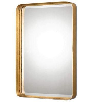 Decorative Metal Frame Rectangle Black Golden Bathroom Vanity Mirror