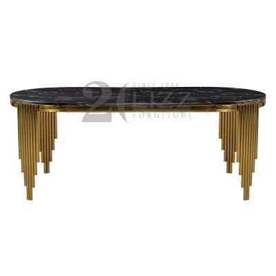 New Style Nordic Design Home Dining Room Furniture Luxury Gold and Black Marble Top Dining Table