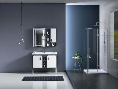 PVC Bath Bathroom Cabinet Vanity with Artificial Stone Top Ceramic Basin and Mirror Cabinet