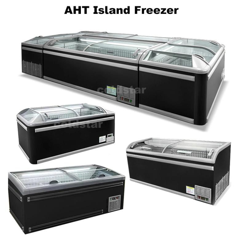 Combination Island Freezer Supermarket Sliding Glass Door Fridge Showcase