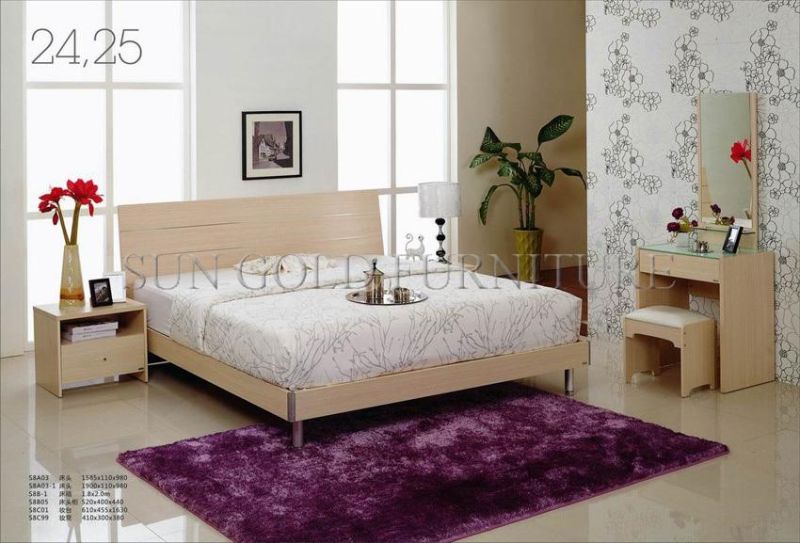 Hot Sale Cheap White Varnish Bed / Modern Bedroom Furniture Set / Home Furniture